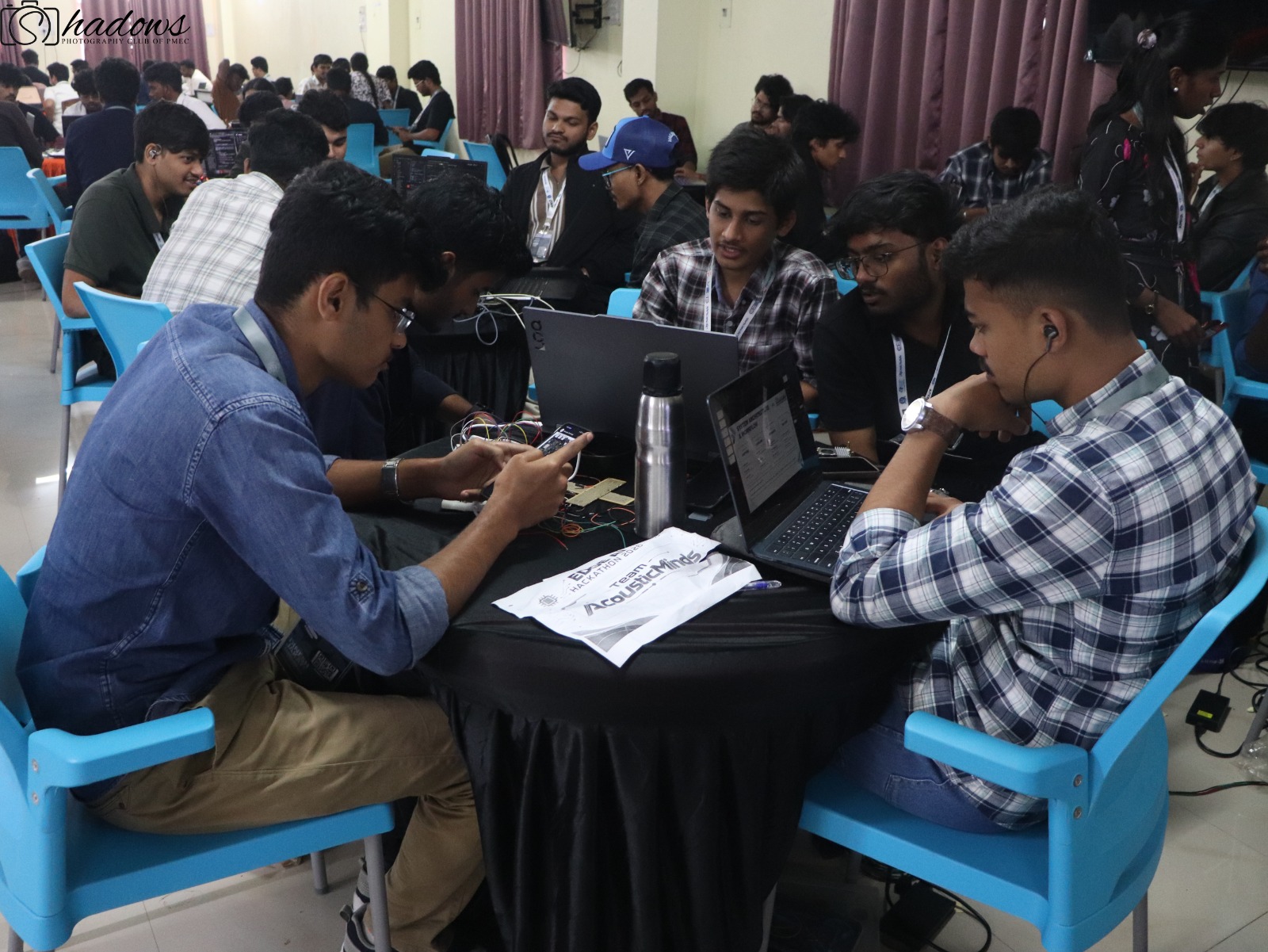 Teams working at venue